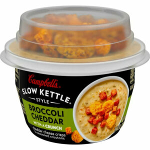 Campbell’s Slow Kettle Style Broccoli Cheddar Soup With A Crunch, 7 Ounce Microwavable Cup