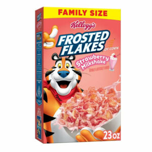 Kellogg’s Frosted Flakes Strawberry Milkshake Cold Breakfast Cereal, 23 oz