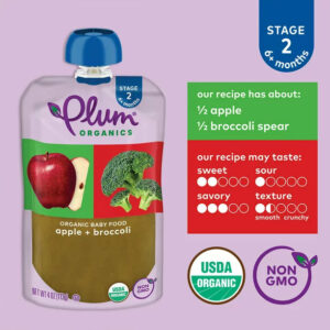 Plum Organics Stage 2 Broccoli & Apple Organic Baby Food 4 oz. Pouch