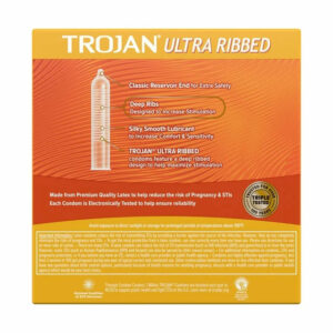 TROJAN Ultra Ribbed Condoms for Ultra Stimulation – Lubricated (36 Count)