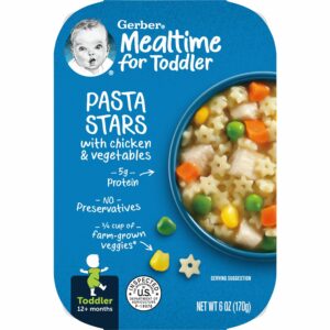 Gerber Mealtime for Toddler, Pasta Stars with Chicken and Vegetables Toddler Food, 6 oz Tray