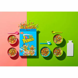 Post Fruity PEBBLES Marshmallow Cereal, Fruity Kids Cereal with Marshmallows, 18 OZ Box