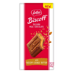 Biscoff Milk Chocolate Cookie Butter Bar, Premium Belgian Filled Tablet Candy, 6.24 oz