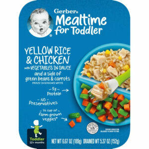 Gerber Yellow Rice and Chicken with Vegetables in Sauce Toddler Food, 6.67 oz Tray