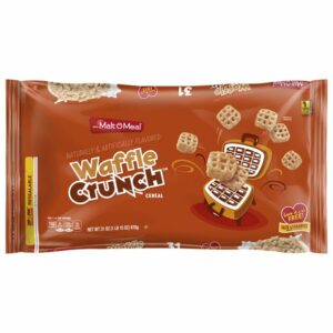 Malt-O-Meal Waffle Crunch, Kids Breakfast Cereal, Family Size Bulk Bagged Cereal, 31 Ounce – 1 count