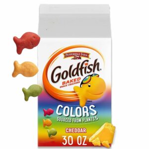 GOLDFISH BAKED SNACK CRACKERS COLORS CHEDDAR 30oz(1.87 LBS)(850g) PACK OF 6