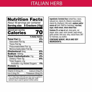 KELLOG’S TOWN HOUSE FLAT BREAD CRISPS ITALIAN HERB 9.5oz(269g) PACK OF 6