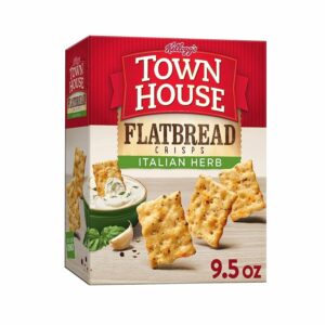 KELLOG’S TOWN HOUSE FLAT BREAD CRISPS ITALIAN HERB 9.5oz(269g) PACK OF 6