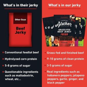 COUNTRY ARCHER PROVISIONS GRASS-FED BEEF JERKY FUEGO 2.5oz. 9G PROTEİN PACK OF 6