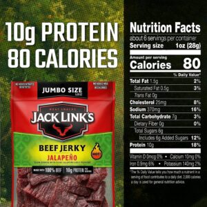 JACK LINK’S BEEF JERKY JALAPENO HOT 10G PROTEIN PACK OF 6