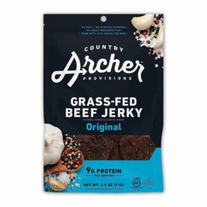 COUNTRY ARCHER PROVISIONS GRASS-FED BEEF JERKY ORIGINAL 2.5 oz. 9G PRO PACK OF 6