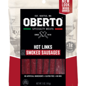 OBERTO HOT LINKS SMOKED SAUSAGES 5 oz. SPECIALTY MEATS PACK OF 6